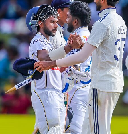 2nd Test: Dinusha’s unbeaten 133 helps Sri Lanka seal hard-fought draw against India (Lead) 2nd Test: Dinusha’s unbeaten 133 helps Sri Lanka seal hard-fought draw against India (Lead)