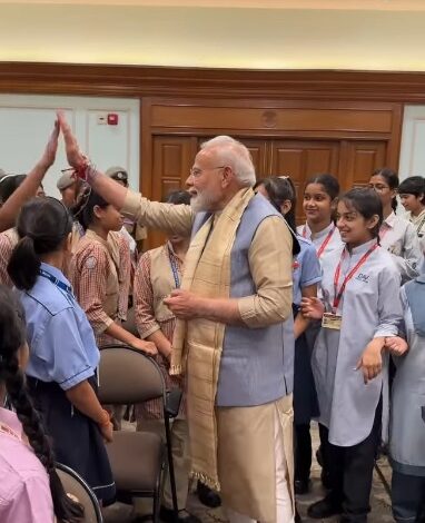‘Hi5, smiles and more’: PM Modi celebrates Raksha Bandhan with schoolchildren