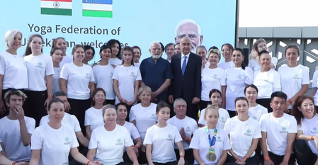 PM Modi participates in a Yoga Session in Tashkent PM Modi participates in a Yoga Session in Tashkent