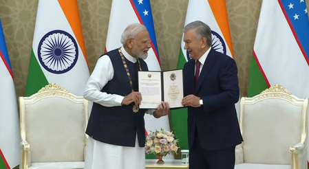 Uzbekistan confers its highest honour ‘Oliy Darajali Do’stlik’ Order on PM Modi Uzbekistan confers its highest honour ‘Oliy Darajali Do’stlik’ Order on PM Modi