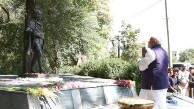 PM Modi pays tribute to Mahatma Gandhi in Kyrgyzstan, interacts with Indian community members