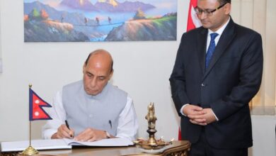 We stand shoulder to shoulder: Rajnath Singh visits Nepal Embassy, offers condolences over devastating floods