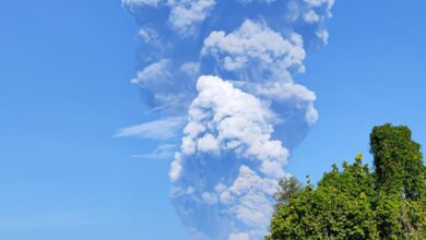 Indonesia extends closure of four airports as volcano erupts again