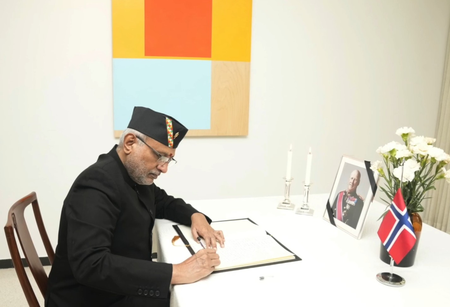 VP Radhakrishnan visits Norwegian Embassy, offers condolences on King Harald V’s death VP Radhakrishnan visits Norwegian Embassy, offers condolences on King Harald V’s death