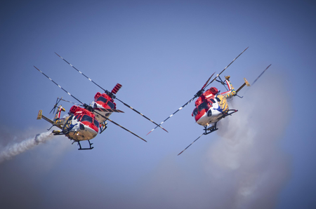 Egypt: Aerial display by Sarang helicopter team major highlight of El Alamein Air Show Egypt: Aerial display by Sarang helicopter team major highlight of El Alamein Air Show