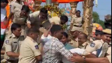 Hyderabad police foil attempt by BJP to take out rally to Charminar Hyderabad police foil attempt by BJP to take out rally to Charminar