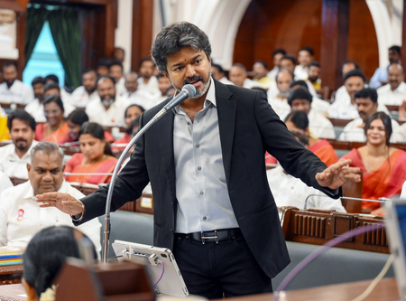 TN CM Vijay’s Assembly gesture sparks row; DMK, AIADMK claim ‘lack of decorum’ TN CM Vijay’s Assembly gesture sparks row; DMK, AIADMK claim ‘lack of decorum’