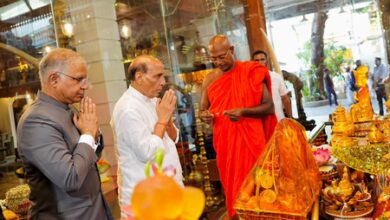 Defence Minister Rajnath Singh visits Gangaramaya Temple in Colombo
