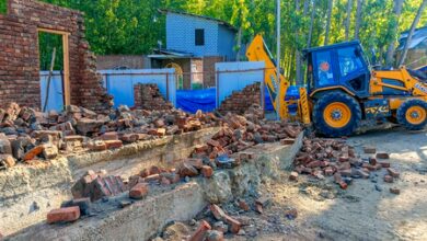Jammu Municipal Corporation demolishes 20 shops in Satwati area Jammu Municipal Corporation demolishes 20 shops in Satwati area