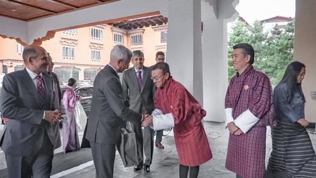 EAM Jaishankar receives warm welcome from Bhutan’s Finance Minister in Thimphu