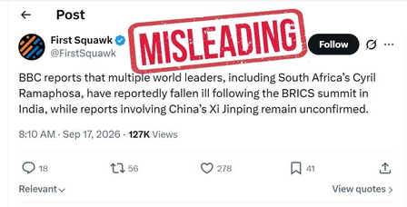 MEA Fact Check flags misleading posts claiming world leaders fell ill after BRICS Summit