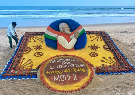 Sudarshan Patnaik creates sand art on PM Modi’s birthday, praises his unwavering support to artists