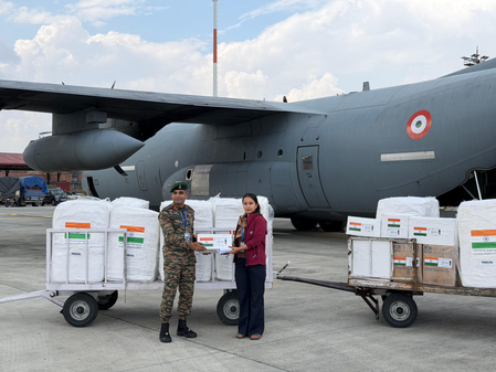 India hands over additional relief supplies to flood-hit Nepal