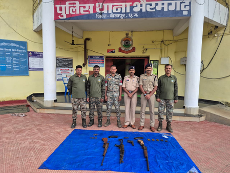 Chhattisgarh: Four weapons, including an AK-47 and 76 live rounds recovered from Naxal dump