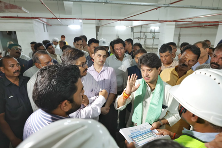 Scindia inspects Gwalior parking project, orders technical study of waterlogging Scindia inspects Gwalior parking project, orders technical study of waterlogging
