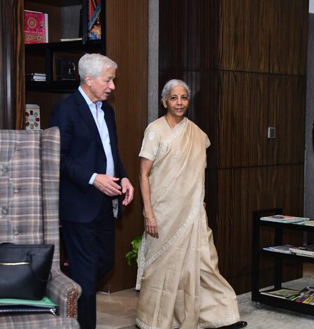 FM Sitharaman meets JPMorgan CEO Jamie Dimon in Mumbai FM Sitharaman meets JPMorgan CEO Jamie Dimon in Mumbai