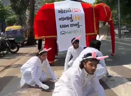 Elephants on the road, watch for rabbits: Ahmedabad civic body’s unique 30-second traffic skit on safety Elephants on the road, watch for rabbits: Ahmedabad civic body’s unique 30-second traffic skit on safety