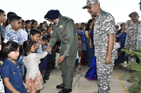 Air Chief Marshal meets school children at Sarsawa Air Base Air Chief Marshal meets school children at Sarsawa Air Base