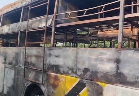 Greater Noida bus fire: Driver, conductor in custody; AC blast suspected cause Greater Noida bus fire: Driver, conductor in custody; AC blast suspected cause