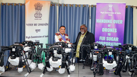 India gifts 12 agricultural drones to Fiji to support sugarcane production India gifts 12 agricultural drones to Fiji to support sugarcane production