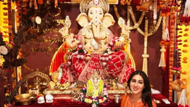Sara Ali Khan visits Nidhi Dutta’s family Ganpati on last day