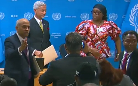 EAM Jaishankar shuts down Pakistani journalist at UN Headquarters: ‘A terrorist country is asking me that?’ EAM Jaishankar shuts down Pakistani journalist at UN Headquarters: ‘A terrorist country is asking me that?’