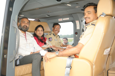 Telangana Minister, DGP conduct aerial survey of Ganesh procession Telangana Minister, DGP conduct aerial survey of Ganesh procession