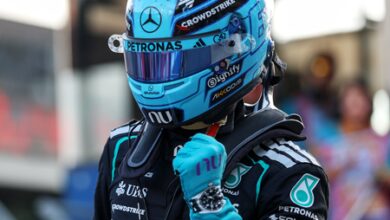 Russell dominates Azerbaijan GP qualifying as Antonelli crashes out