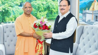 Uttar Pradesh CM Yogi Adityanath meets Union Health Minister JP Nadda Uttar Pradesh CM Yogi Adityanath meets Union Health Minister JP Nadda