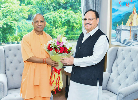 Uttar Pradesh CM Yogi Adityanath meets Union Health Minister JP Nadda Uttar Pradesh CM Yogi Adityanath meets Union Health Minister JP Nadda