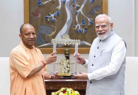 UP CM Yogi Adityanath meets Prime Minister Narendra Modi UP CM Yogi Adityanath meets Prime Minister Narendra Modi