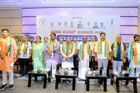 NDA leaders meet in Bengaluru; BJP-JD(S) to jointly contest 4 Council seats NDA leaders meet in Bengaluru; BJP-JD(S) to jointly contest 4 Council seats