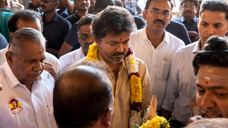 TN CM Vijay prays at Meenakshi Temple after gold ring scheme launch TN CM Vijay prays at Meenakshi Temple after gold ring scheme launch