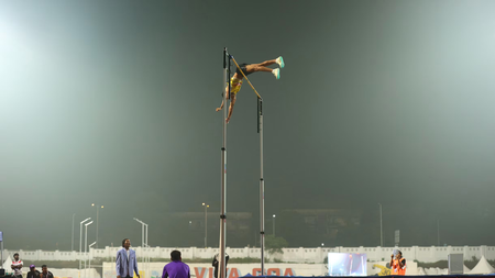 Asian Games: Dev Meena betters own national record with 5.50m clearance in pole vault Asian Games: Dev Meena betters own national record with 5.50m clearance in pole vault