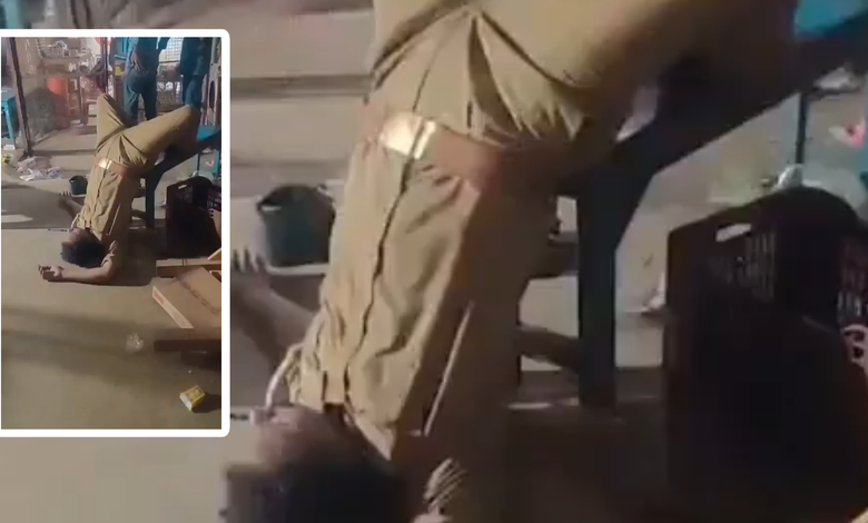 Chitrakoot: Head Constable Suspended After Viral Video Allegedly Shows Him Intoxicated and Lying Upside Down