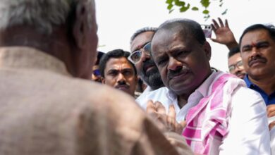 Kumaraswamy questions Shivakumar over alleged land purchases near NICE road by kin