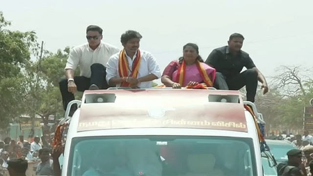 TN bypolls: CM Vijay holds roadshow in Dharapuram for TVK candidate