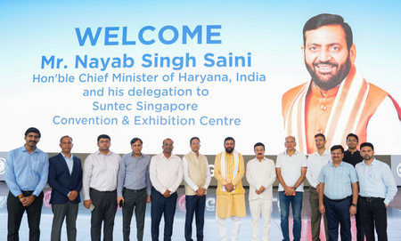 Haryana CM studies facilities of convention centre in Singapore Haryana CM studies facilities of convention centre in Singapore