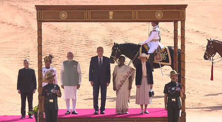 Swiss President Guy Parmelin accorded ceremonial welcome at Rashtrapati Bhavan Swiss President Guy Parmelin accorded ceremonial welcome at Rashtrapati Bhavan