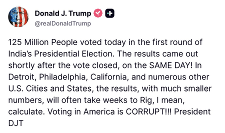 Trump goofs up on Brazil polls, says 125 million voted in India’s Presidential Election
