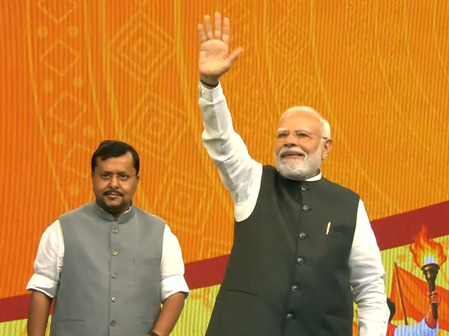 PM Modi receives warm welcome at ‘Viksit Bharat Sankalp Sabha’; Nabin hails his resolve to serve people PM Modi receives warm welcome at ‘Viksit Bharat Sankalp Sabha’; Nabin hails his resolve to serve people