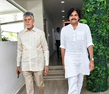 Chandrababu Naidu, Pawan Kalyan congratulate PM Modi on 25 years in public office Chandrababu Naidu, Pawan Kalyan congratulate PM Modi on 25 years in public office