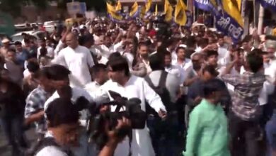 AAP stages protest outside Delhi Chief Electoral Officer’s office; Cong, Left parties join AAP stages protest outside Delhi Chief Electoral Officer’s office; Cong, Left parties join