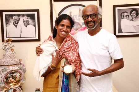 Rajinikanth meets star athlete Vithya Ramraj in person; congratulates her for her performance in Asian Games Rajinikanth meets star athlete Vithya Ramraj in person; congratulates her for her performance in Asian Games