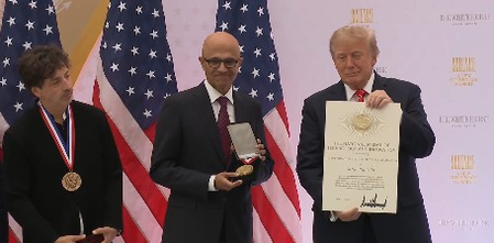 Nadella thanks Trump for top US tech honour