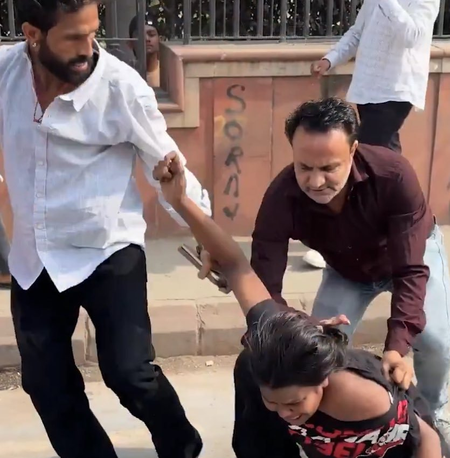 Four held over viral video of assault on protestor during CJP stir in Delhi