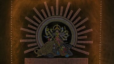 Adani Cement creates 70-ft aerial tribute to Maa Durga using 15,000 cement bags Adani Cement creates 70-ft aerial tribute to Maa Durga using 15,000 cement bags