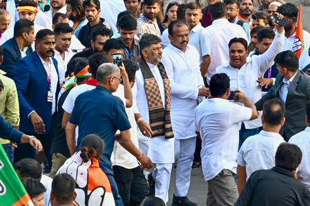 BJP mocks CM Shivakumar over treatment during Delhi protest; questions Cong leadership BJP mocks CM Shivakumar over treatment during Delhi protest; questions Cong leadership