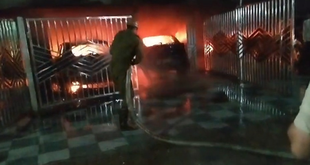 UP: Two cars gutted in fire at Indirapuram residential building UP: Two cars gutted in fire at Indirapuram residential building