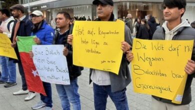 Baloch group holds protest rally in Germany over human rights abuses by Pakistani forces in Balochistan Baloch group holds protest rally in Germany over human rights abuses by Pakistani forces in Balochistan
